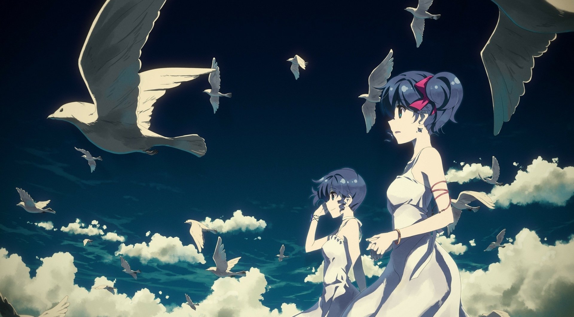 Download Smile Bracelet Bird White Dress Dress Cloud Sky Dove Anime Ladymade Star Anime Bird Sky Anime HD Wallpaper