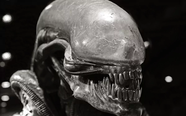 4K Ultra HD PC desktop wallpaper featuring a close-up of the iconic alien creature from the movie franchise in dark, detailed tones.
