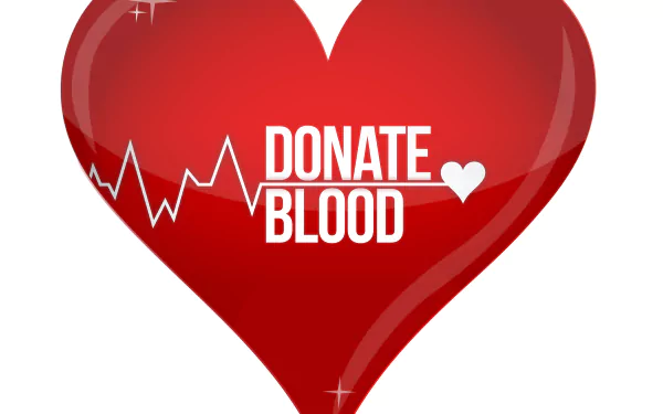 4K Ultra HD desktop wallpaper featuring a glossy red heart with an ECG line and the words Donate Blood symbolizing the importance of blood donation.