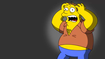 Barney Gumble from The Simpsons clutching his head in shock against a dark gradient — HD PC desktop wallpaper/background.