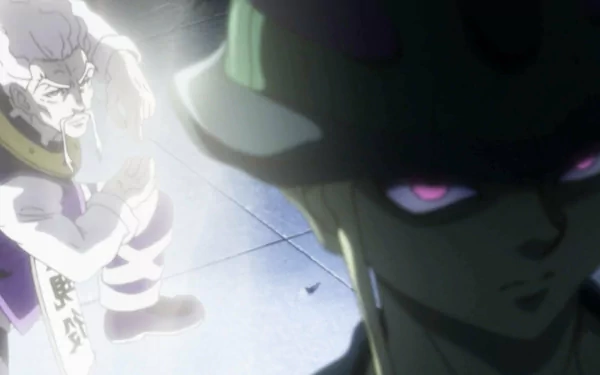 HD wallpaper featuring characters from Hunter x Hunter, with dramatic shading highlighting intense expressions.