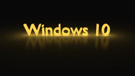 HD desktop wallpaper featuring the text Windows 10 in glowing yellow letters on a black background, with a reflection effect below the text. Tags: technology, Windows 10.