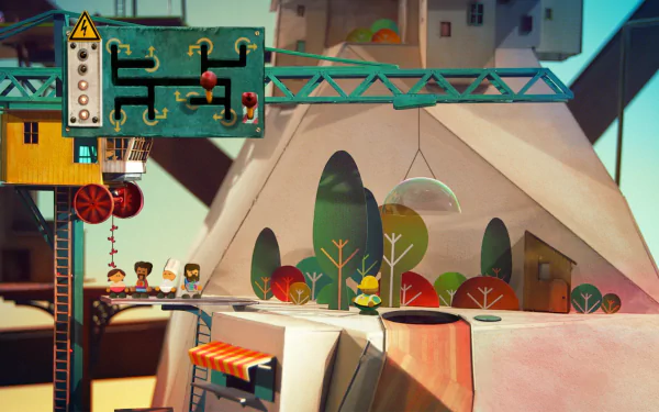 HD desktop wallpaper of Lumino City featuring intricate, colorful paper landscapes and whimsical structures.