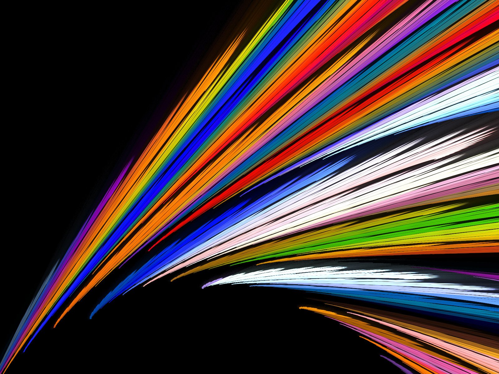 Vibrant streaks of color radiate against a black background, creating an artistic and dynamic HD desktop wallpaper that energizes any space.