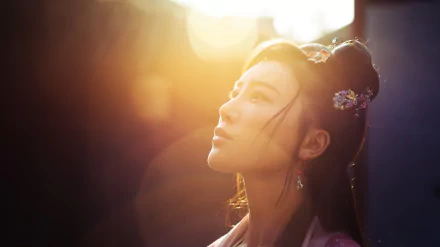 hair-dress bokeh sunshine close-up face oriental woman asian HD Desktop Wallpaper | Background Image