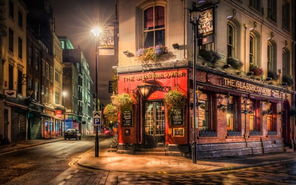 Hecho por el hombre Pub London Inglaterra Calle Ciudad Noche Edificio Fondo de pantalla HD | Fondo de Escritorio