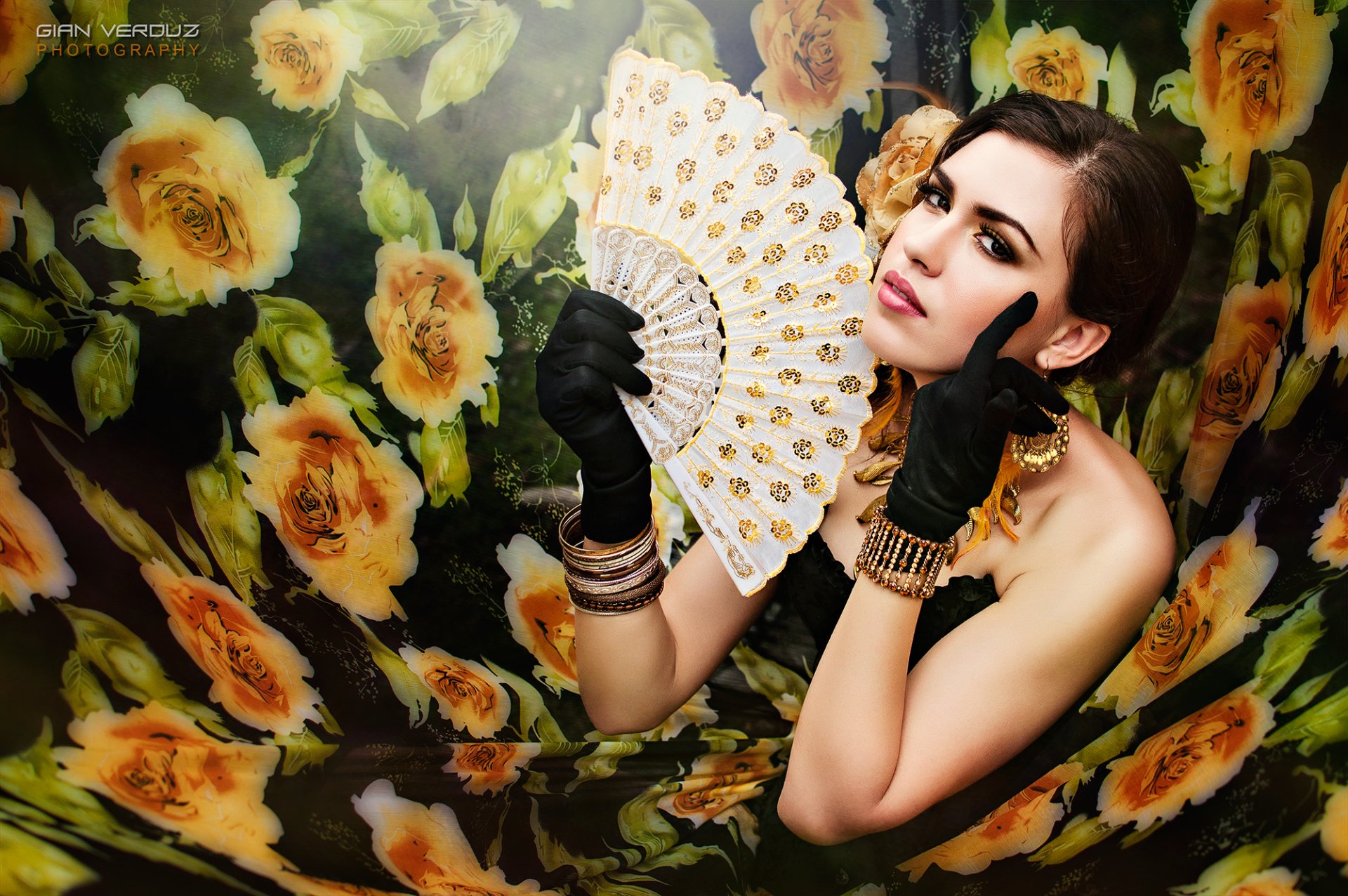 Download Glove Fan Dress Woman Artistic HD Wallpaper by Gian Carlo Verduz
