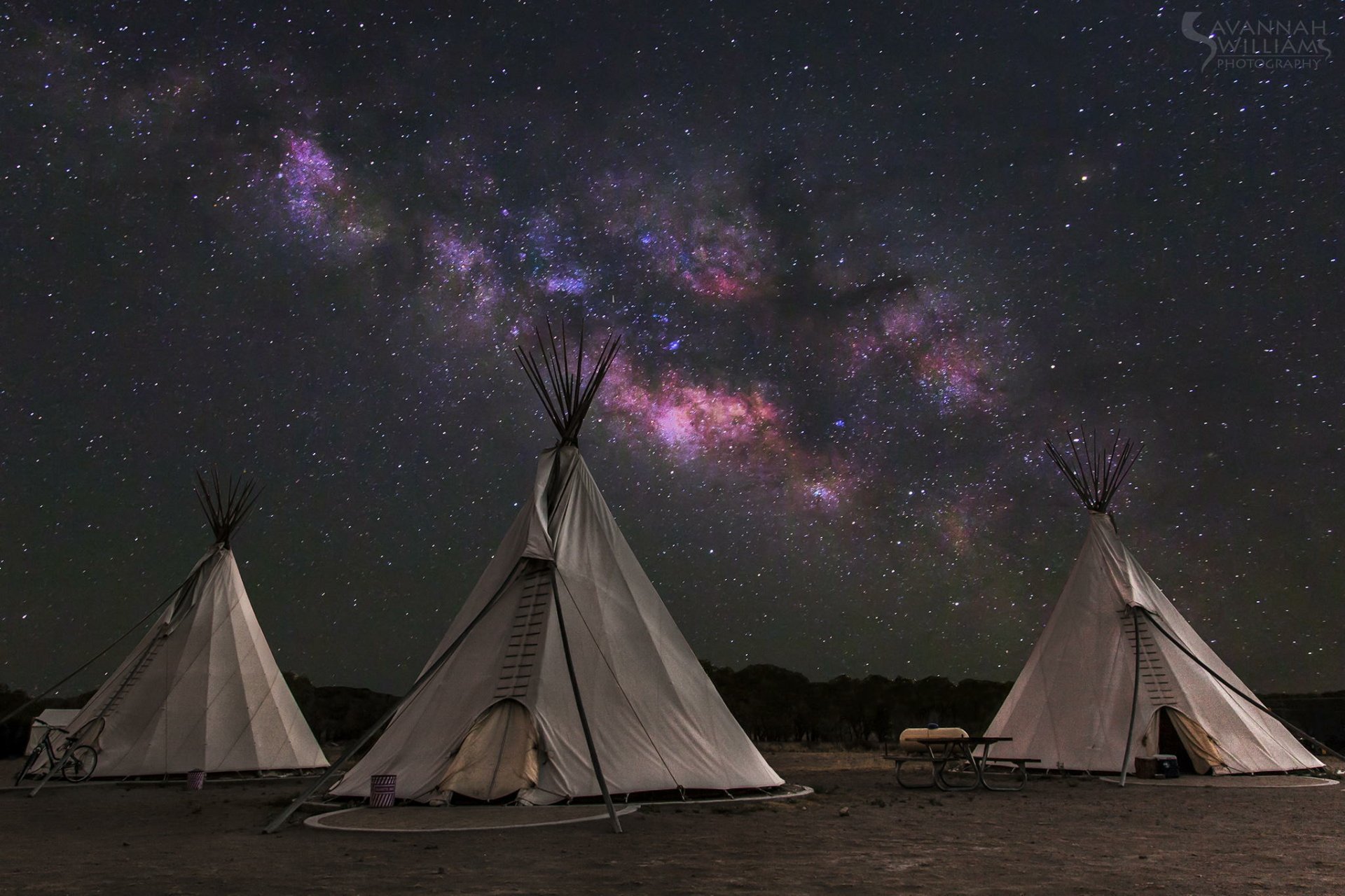 Download Star Milky Way Sky Man Made Wigwam HD Wallpaper