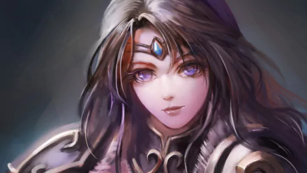 HD desktop wallpaper of Sivir from League of Legends, depicted in detailed armor with a focused expression, showcasing the video game character’s iconic design.