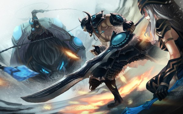 Video Game League Of Legends Ashe Tryndamere Sejuani Boar Sword Bow Archer Battle HD Wallpaper | Background Image
