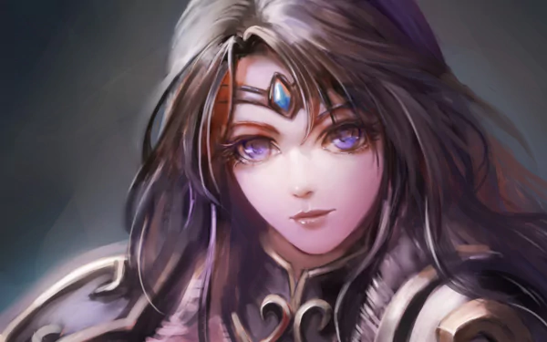 HD desktop wallpaper of Sivir from League of Legends, depicted in detailed armor with a focused expression, showcasing the video game character’s iconic design.