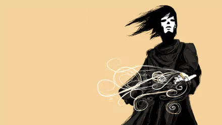 HD PC desktop wallpaper of Dream (The Sandman) comic: pale, cloaked figure with windblown hair holding swirling white dream smoke against a warm beige background.