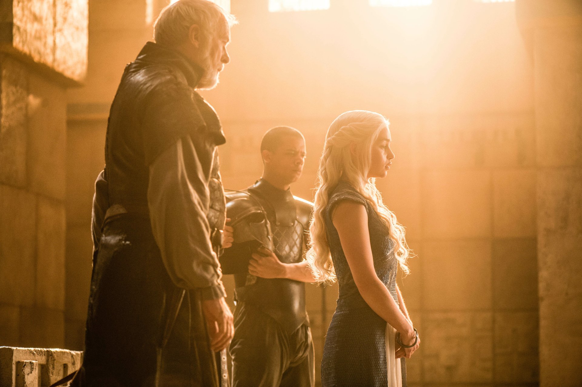 Download Emilia Clarke Jacob Anderson Ian McElhinney Daenerys Targaryen Grey Worm Barristan Selmy TV Show Game Of Thrones 4k Ultra HD Wallpaper