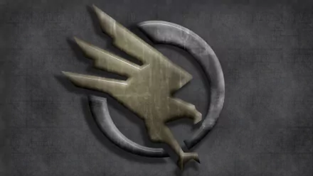 HD PC desktop wallpaper featuring the Command & Conquer video game emblem, showcasing a stylized eagle symbol on a textured dark background.