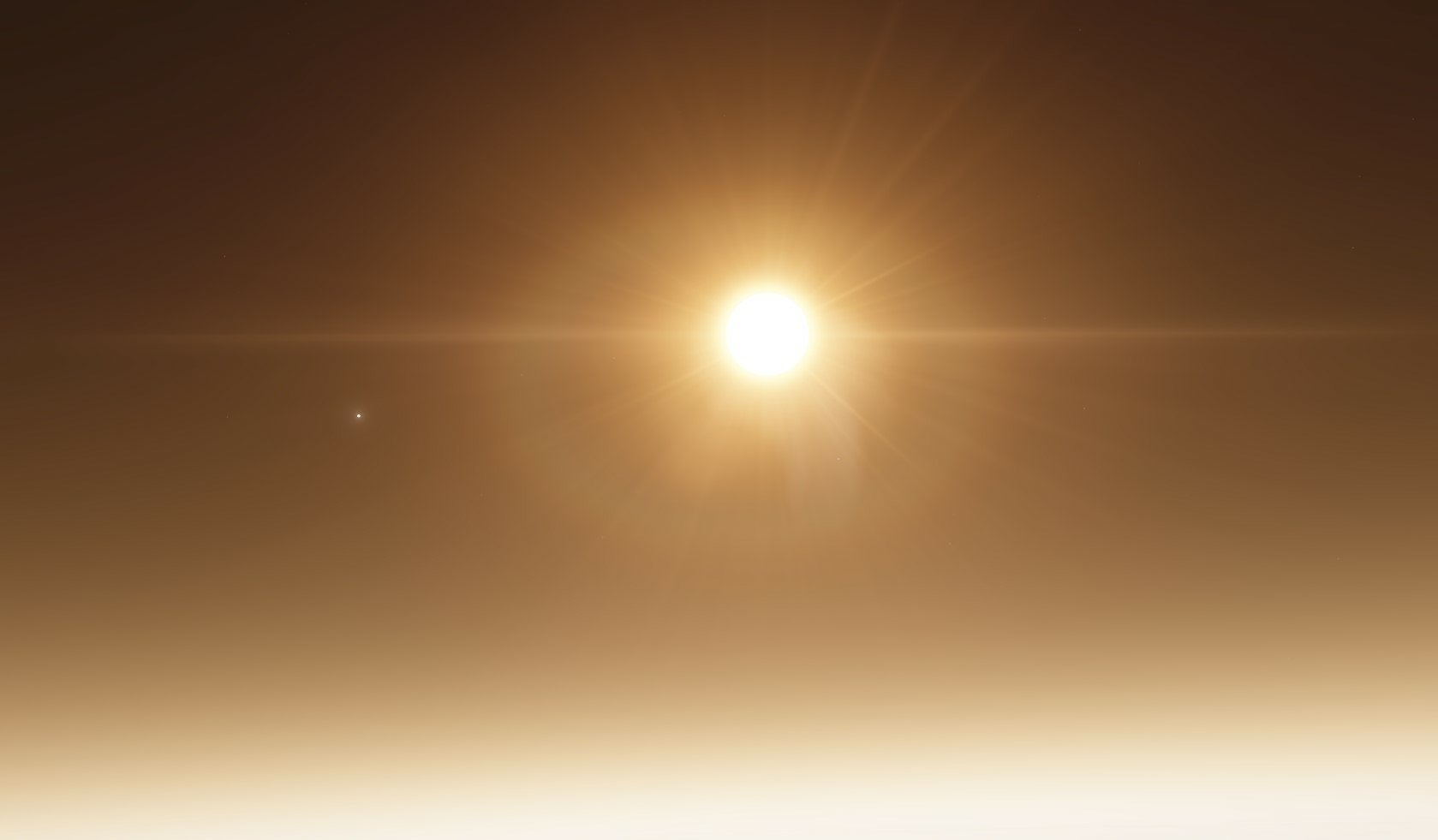 HD PC desktop wallpaper featuring a glowing sun emitting radiant sunbeams in the vast expanse of space, blending elements of nature and cosmic light.