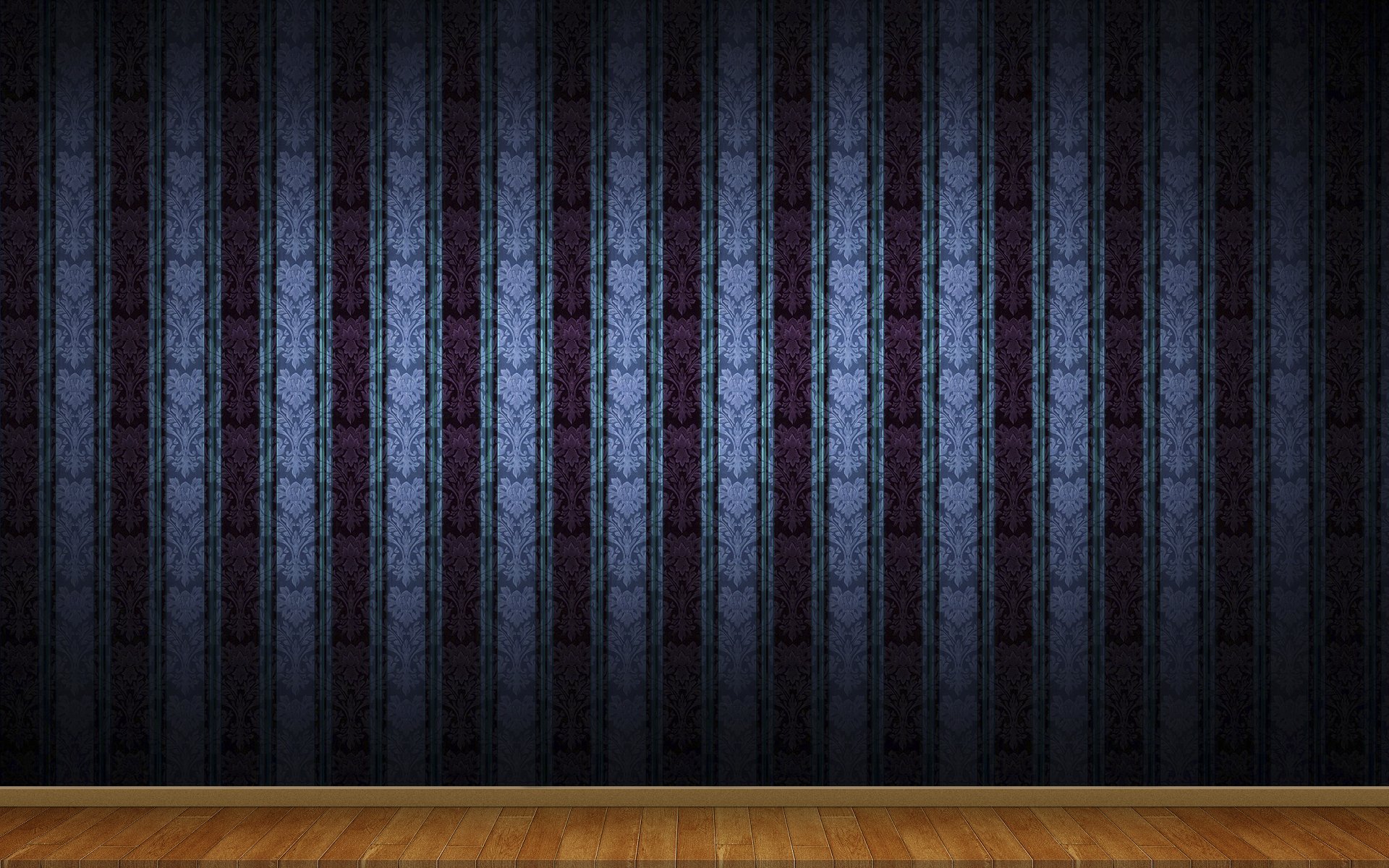 HD minimalist PC desktop wallpaper featuring a man-made patterned dark wall above a wooden floor, showcasing sleek vertical stripes and subtle texture.