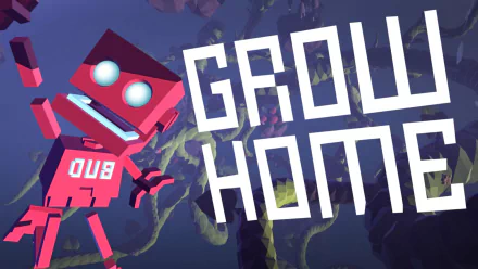 HD desktop wallpaper featuring the robot character from the game Grow Home on an adventure-filled backdrop.