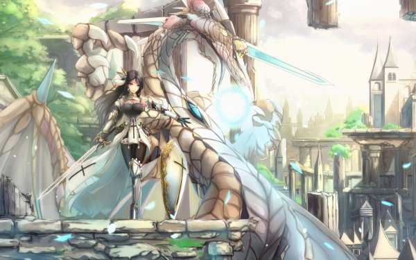 Anime Original Sword Dragon City Warrior Blade HD Wallpaper | Background Image