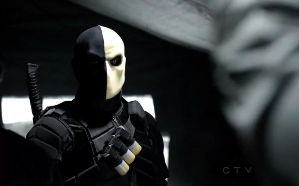 HD desktop wallpaper featuring Deathstroke from the TV show Arrow, showcasing the iconic character in a striking pose with a dark, atmospheric backdrop.