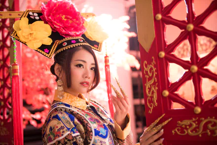 Chinese traditional costume Taiwanese woman Qián Fūrén HD Desktop Wallpaper | Background Image