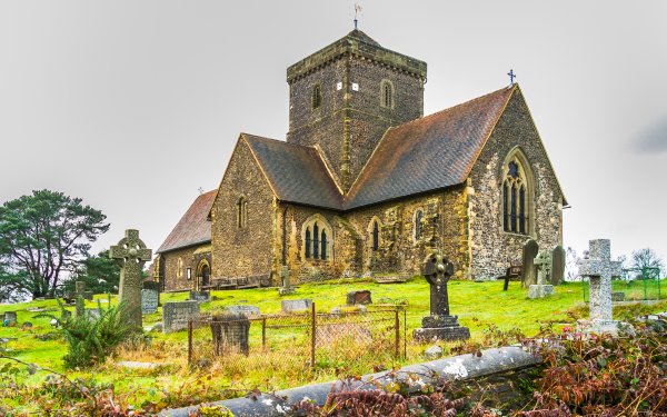 Religious Church of St Martha-on-the-Hill Churches Surrey England Church HD Wallpaper | Background Image