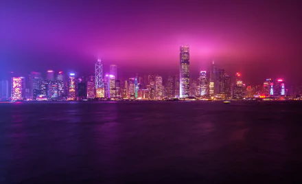 skyline megapolis night China man made Hong Kong HD Desktop Wallpaper | Background Image