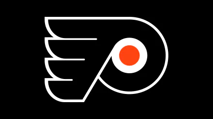 Philadelphia Flyers logo: white-outlined orange emblem on black background, 8K Ultra HD PC desktop wallpaper and sports background