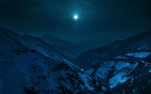 landscape nature sky night snow moon mountain HD Desktop Wallpaper | Background Image