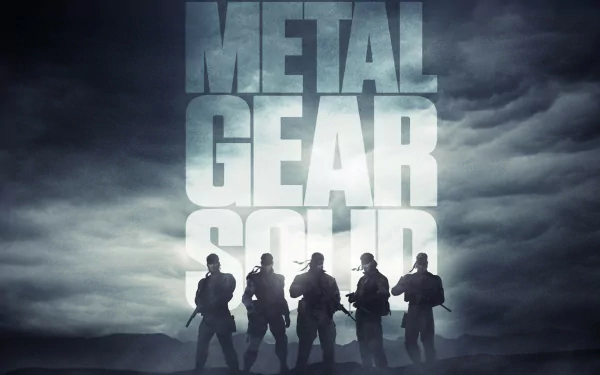 A dynamic HD wallpaper featuring characters from the video game Metal Gear Solid, set against a dramatic, cloud-filled backdrop.