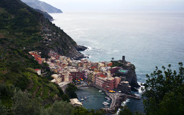 Liguria sea coast Italy cinque terre man made Vernazza HD Desktop Wallpaper | Background Image