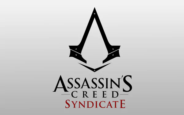 HD desktop wallpaper featuring the logo of Assassin's Creed: Syndicate against a gradient background.