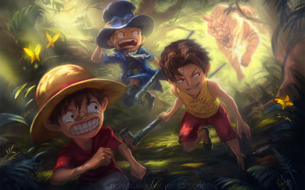Anime One Piece Monkey D. Luffy Portgas D. Ace Sabo Straw Hat HD Wallpaper | Background Image