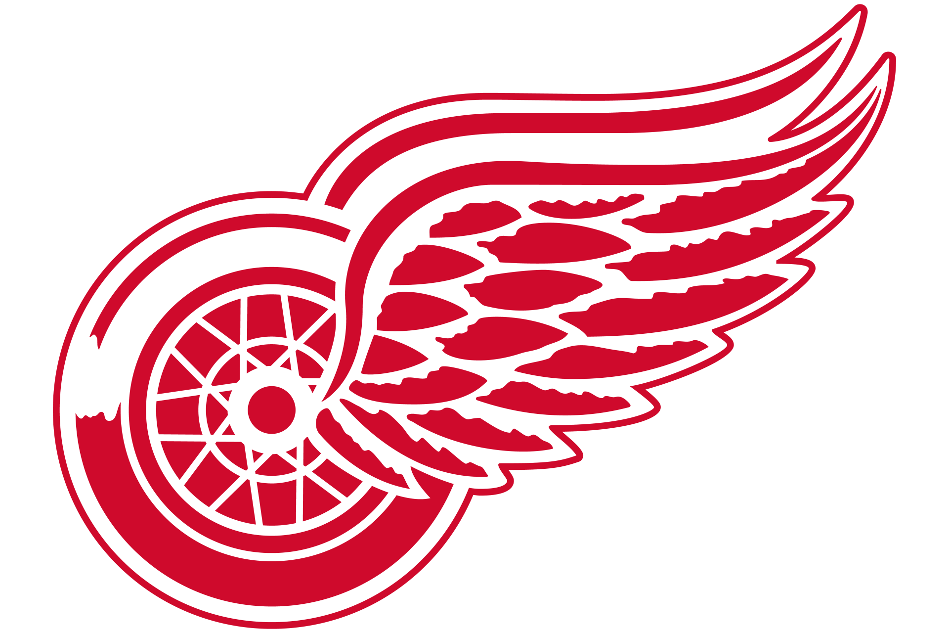Detroit Red Wings logo in red and white on a dark gradient — 8K Ultra HD sports PC desktop wallpaper/background.