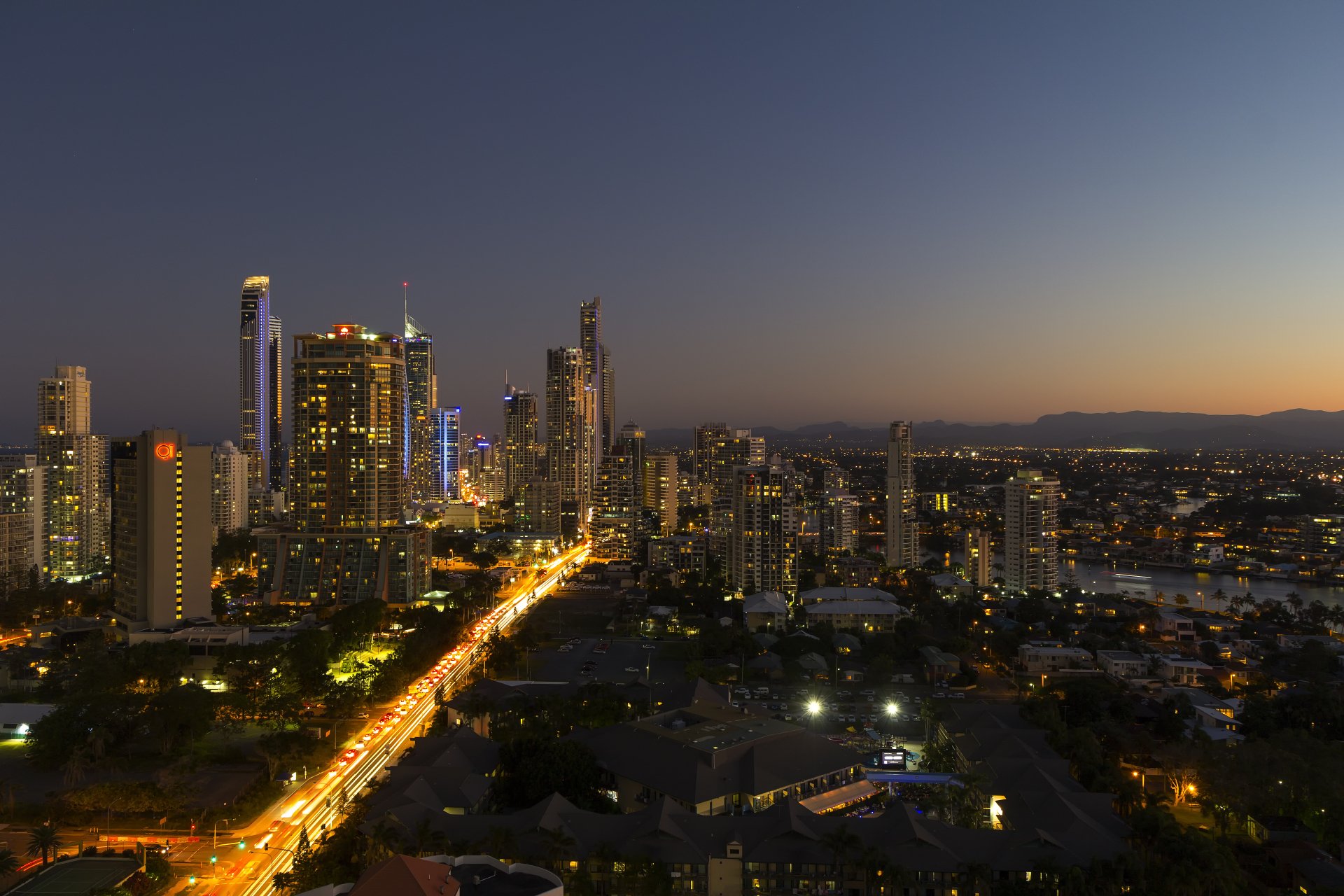 Gold Coast City at sunset