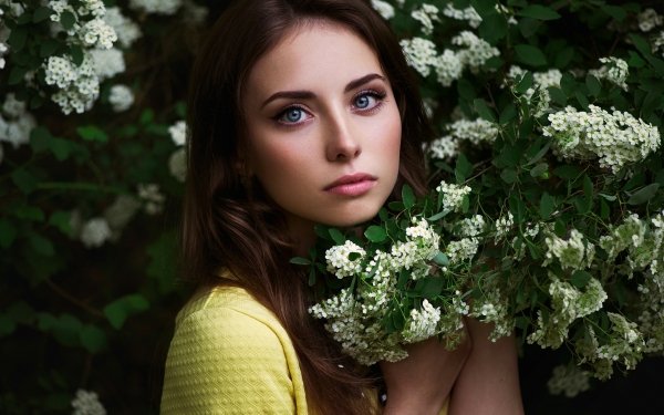 Women Nadya Ryzhevolosaya Model Blue Eyes Brunette Flower HD Wallpaper | Background Image