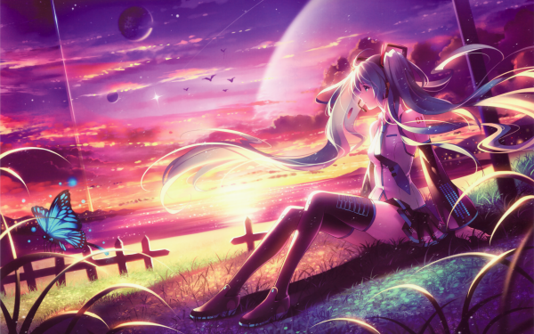Anime Vocaloid Hatsune Miku Sunset Long Hair HD Wallpaper | Background Image
