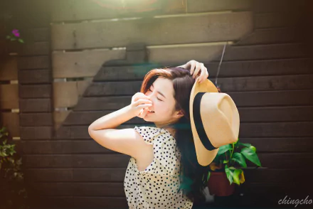 hat smile Taiwanese asian model woman Chén Sīyǐng HD Desktop Wallpaper | Background Image