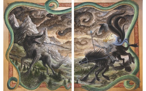 Fantasy Gods Ragnarok Loki Norse Mythology Dragon Crow Myth Odin HD Wallpaper | Background Image
