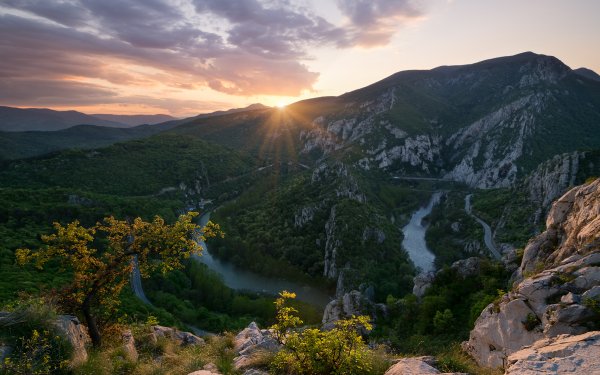 Nature Sunset Bulgaria Sun Balcans Spring River HD Wallpaper | Background Image