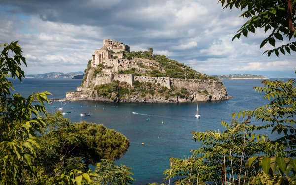 Man Made Aragonese Castle Castles Italy Ischia Gulf of naples Sea Volcanic Rock Castle HD Wallpaper | Background Image