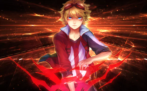 HD desktop wallpaper featuring Ezreal from the video game League Of Legends, with a dynamic and fiery background.
