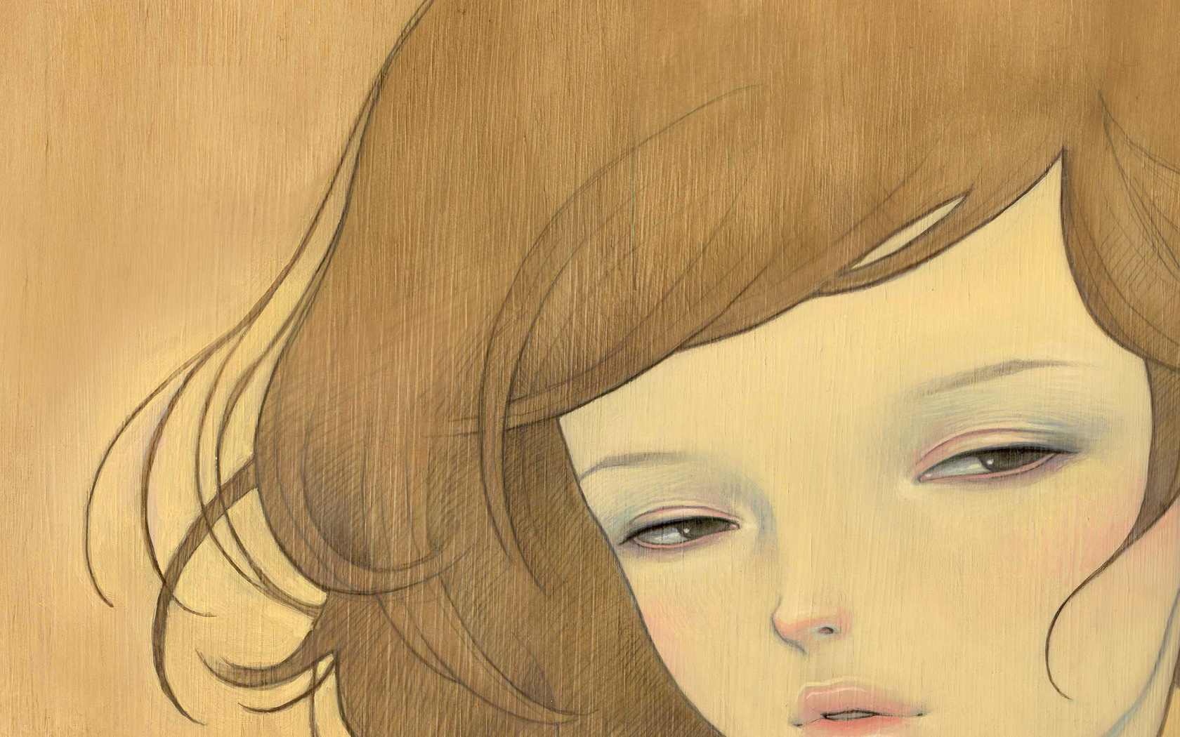 Audrey Kawasaki's art: A portrait of a child on an HD desktop wallpaper.