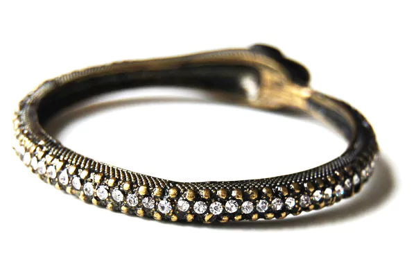 HD fantasy PC desktop wallpaper featuring a detailed ouroboros bracelet adorned with sparkling gems on a white background.
