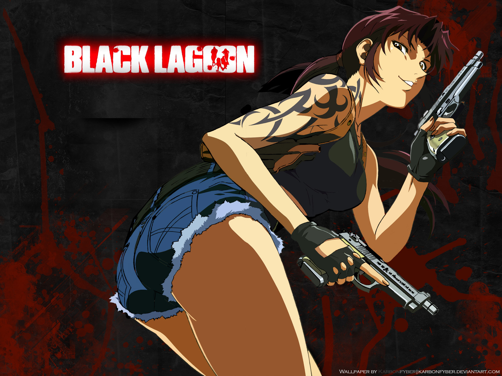 Download Revy Smiling Black Lagoon Wallpaper | Wallpapers.com