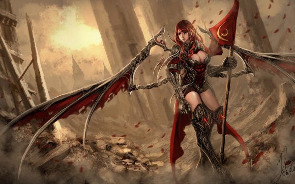 Fantasy Angel Warrior Woman Warrior Angel Wings Armor HD Wallpaper | Background Image