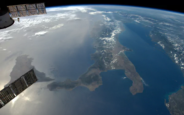 cloud orbital station Sicily mediterranean Apennine Peninsula Italy nature Earth From Space HD Desktop Wallpaper | Background Image