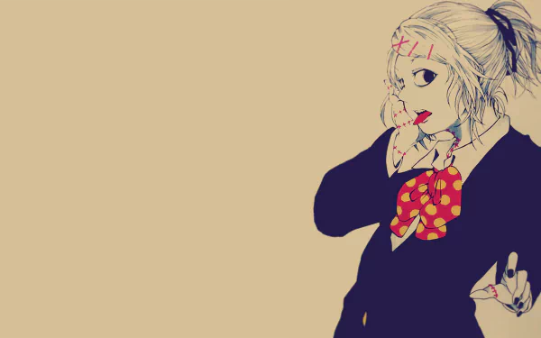 HD desktop wallpaper featuring Juuzou Suzuya from the anime Tokyo Ghoul. The character is shown in a dynamic pose with light-colored hair and stitches on the face, set against a neutral background.