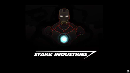 A vibrant comic-style illustration of Iron Man, showcasing his iconic suit and repulsor, set against a sleek black background, featuring Stark Industries prominently. 4K Ultra HD resolution.