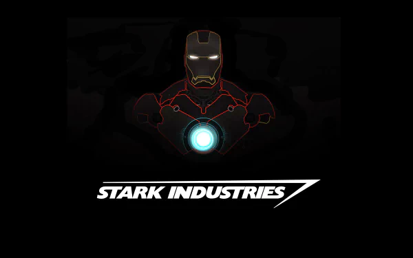 A vibrant comic-style illustration of Iron Man, showcasing his iconic suit and repulsor, set against a sleek black background, featuring Stark Industries prominently. 4K Ultra HD resolution.