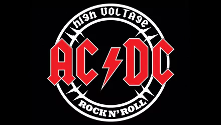 HD desktop wallpaper featuring the iconic AC/DC logo, showcasing the band's high-voltage rock 'n' roll style against a striking black background.